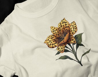 Spotted Tiger Lily T-Shirt | Yellow Leopard Floral Tee