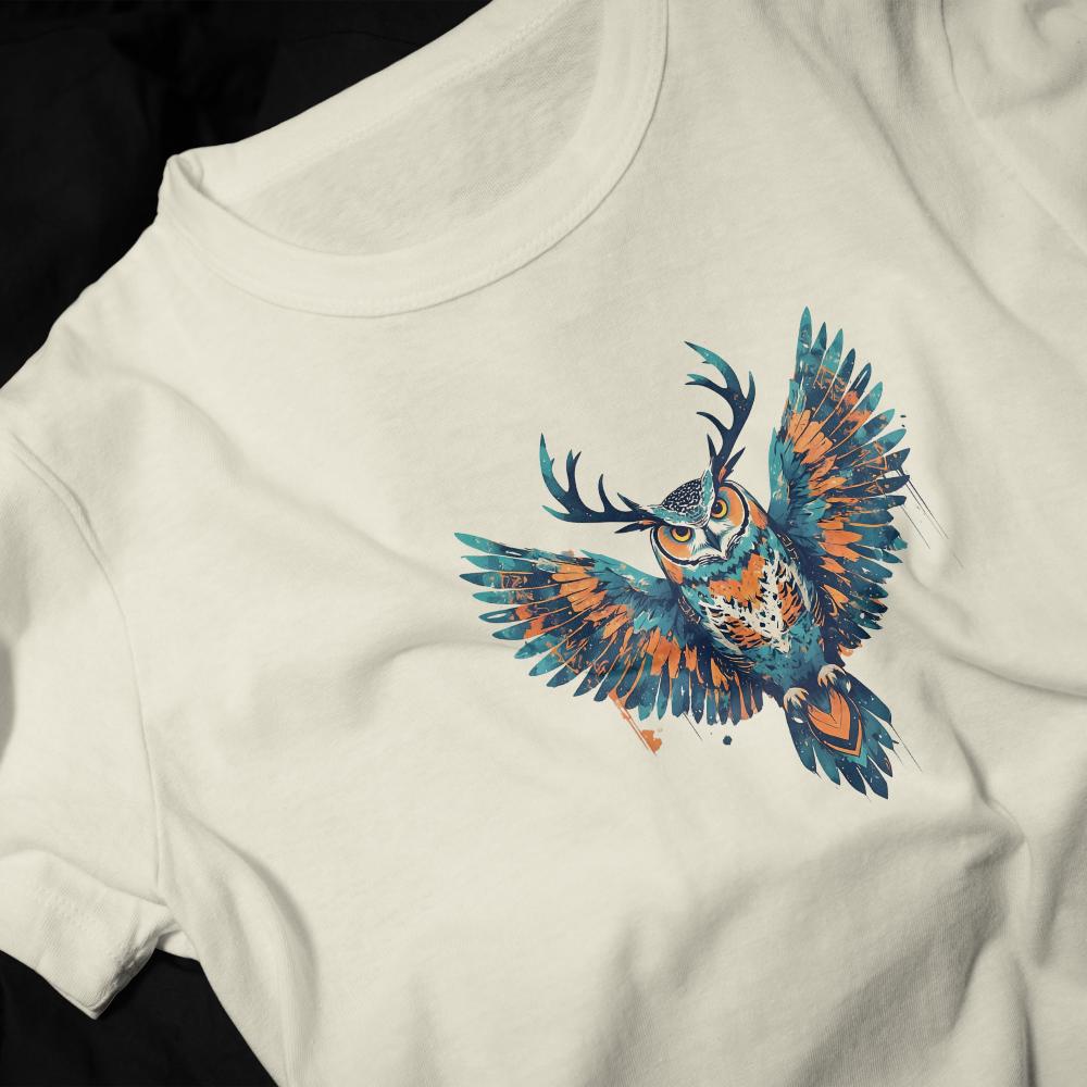 Colorful Geometric Owl Shirt | Vibrant Winged Owl T-Shirt