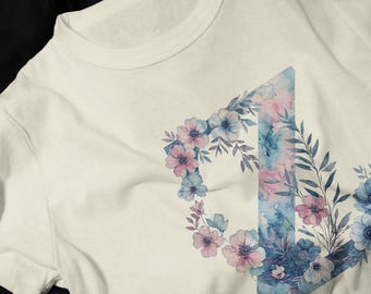 Floral Letter Z Graphic T-Shirt | Watercolor Flowers Tee