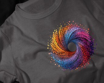 Colorful Spiral Galaxy T-Shirt | Rainbow Dot Vortex