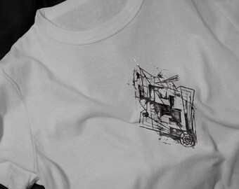 Abstract Geometric Sketch T-Shirt | Monochrome Line Art