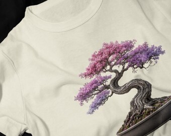 Pink Purple Bonsai Tree T-Shirt | Japanese Zen Garden Shirt