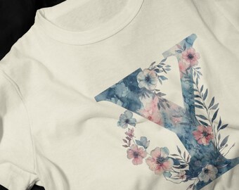Floral Letter Y T-Shirt | Botanical Monogram Tee
