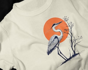 Blue Heron Sunrise T-Shirt | Nature Graphic Tee