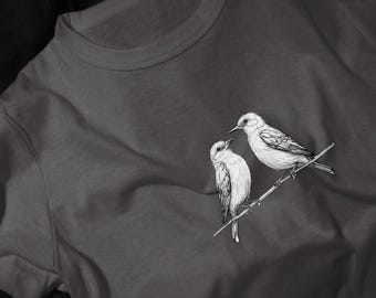 Two Birds Sitting on a Branch T-Shirt | Bird Illustration