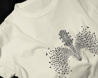 Fender Guitar Headstock with Birds T-Shirt | Acoustic Guitar Flock Tee