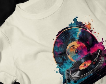 Colorful Vinyl Record Turntable T-Shirt | Retro Music Tee