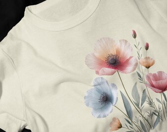 Pastel Poppies Floral Tee | Flower Bouquet T-Shirt