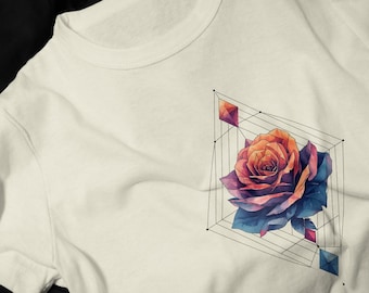 Geometric Rose Illustration T-Shirt | Colorful Floral Diamond Tee