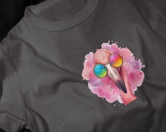 Flamingo with Rainbow Sunglasses T-Shirt | Collection Festival Tee
