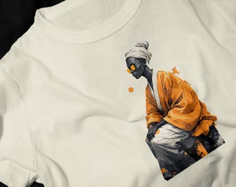 Free Spirit T-Shirt | Afrohemian Style, Orange Robe, Surreal Streetwear