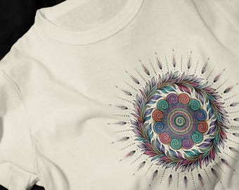 Colorful Mandala Art T-Shirt | Boho Floral Circle Design