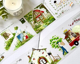 Cinta de PET con diseño campestre natural, cinta decorativa sin cortar para diarios, álbumes de recortes y bullet journaling.