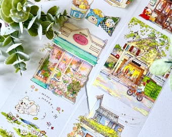 Cinta adhesiva para mascotas sin cortar de 7,5 x 116 cm, ideal para tiendas japonesas, cafeterías, supermercados, comida callejera, diarios y álbumes de recortes.