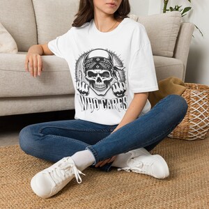 Skeleton Middle Finger T-Shirt | Sarcastic Gothic Humor Tee image 4