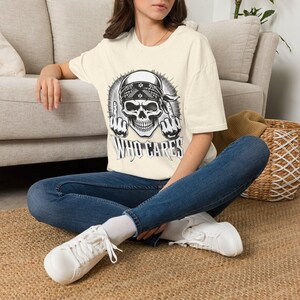 Skeleton Middle Finger T-Shirt | Sarcastic Gothic Humor Tee image 6