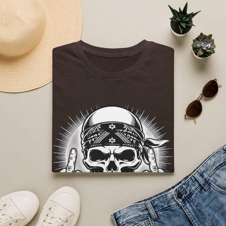 Skeleton Middle Finger T-Shirt | Sarcastic Gothic Humor Tee image 7