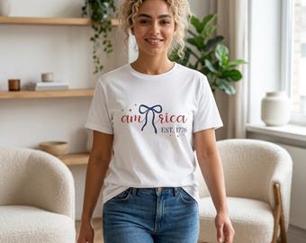 T-shirt American Coquette Bow / Maglietta patriottica USA EST 1776