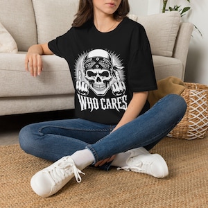 Skeleton Middle Finger T-Shirt | Sarcastic Gothic Humor Tee image 5