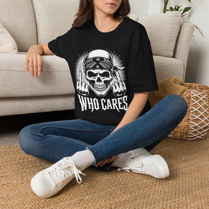 Skeleton Middle Finger T-Shirt | Sarcastic Gothic Humor Tee image 5