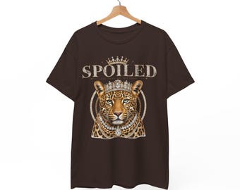 Spoiled Leopard Crown T-Shirt | Jeweled Animal Print Graphic Tee
