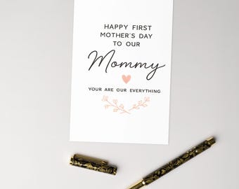 First Mother's Day Card for New Mom, Baby's First Mommy Greeting (4x6, 5x7, 5.8x8.27)