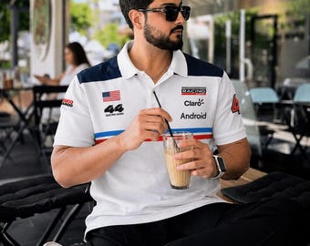 Formula F1 Style Racing Polo Shirt, Race Team Graphic Speedway Polo