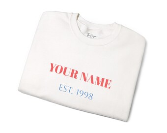 Custom Embroidered Name & Date Crewneck Sweatshirt | Personalized Crewneck