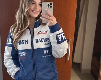 Custom Racing Bomber Style Jacket | Personalized Name | Formula Style Gift for Men Women Kids