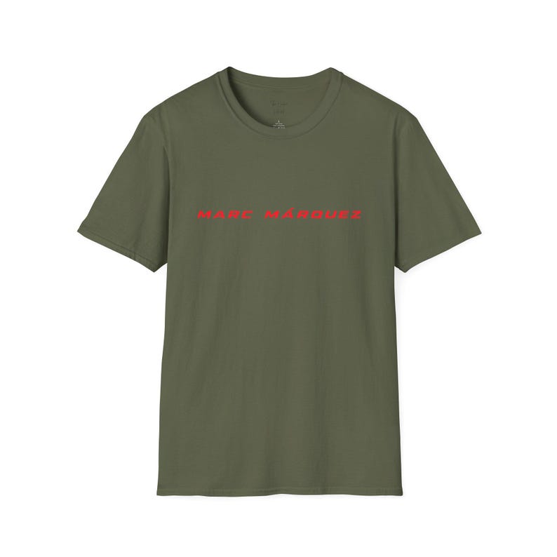 Marc Marquez MotoGP Racing Graphic T-Shirt, Motorsport Apparel Tee Military Green