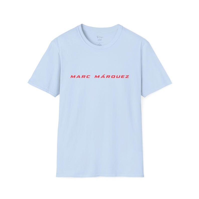 Marc Marquez MotoGP Racing Graphic T-Shirt, Motorsport Apparel Tee Light Blue