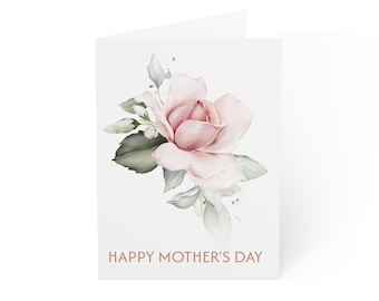 Custom Photo & Message Mother's Day Card | Watercolor Rose Floral Greeting