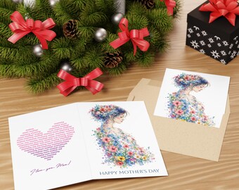 Floral Woman Mother's Day Card | Watercolor Art, 4x6 Inch Greeting