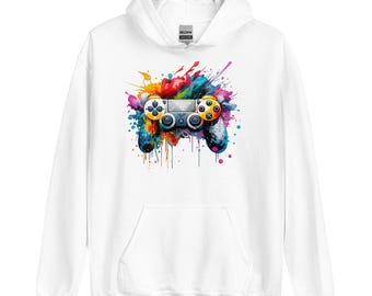 Gaming Hobby Unisex Hoodie, Paint Splash Game Controller Sweatshirt