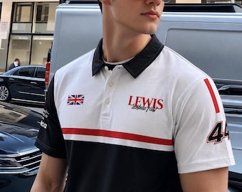 Hamilton Racing Polo Shirt, British F1 Motorsport Fan Apparel