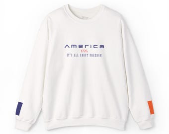 Embroidered America 1776 Crewneck Sweatshirt | USA Independence Graphic