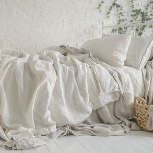 Flax Bed Linen... Linen Duvet Cover White King, Queen, Full, Twin Stonewashed Eco friendly Custom size image 4