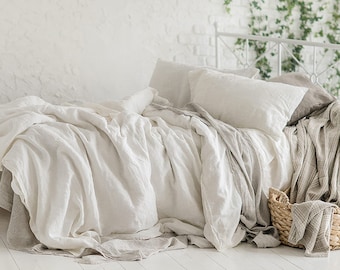 Linge de lit en lin... Housse de couette en lin White Queen Stonewashed Eco friendly - Taille personnalisée