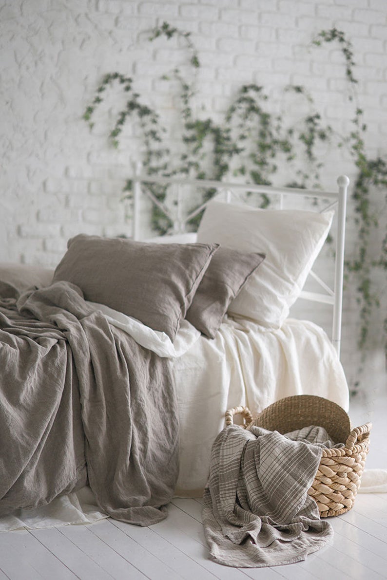 Flax Bed Linen... Linen Duvet Cover Twin Full Queen King Grey Etsy