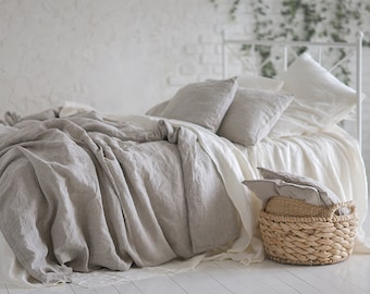 Linen Duvet Cover Natural: King, Queen, Full, Twin Stonewashed Eco friendly - Custom size