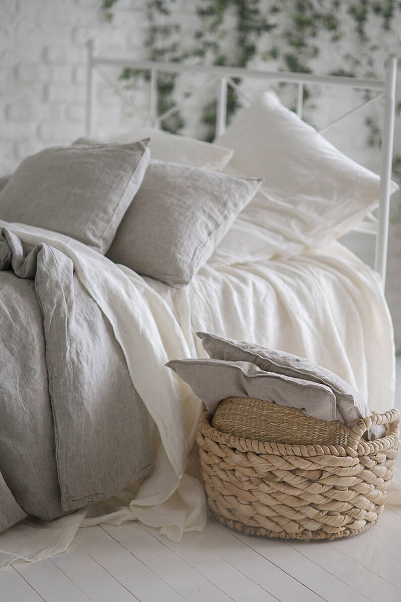 Pair of Linen Euro Shams Natural Gray Grey Flax Handmade Eco Etsy