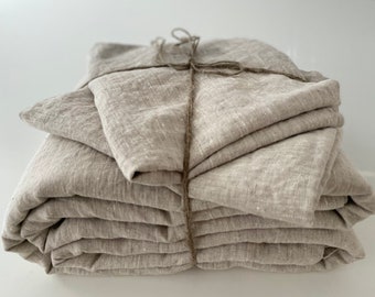 Flax Bed Linen Set... Queen Size Flat Sheet and Two Pillowcases Heavy weight Natural Grey Gray Eco - Custom size