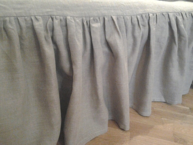 Linen Bed Skirt Grey Gray Twin Eco Image 0