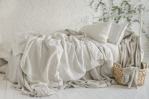 Flax Bedding Linen Set Linen Duvet Cover Flat Sheet And Etsy