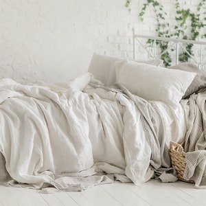 Flax Bed Linen... Linen Duvet Cover White King, Queen, Full, Twin Stonewashed Eco friendly Custom size image 1