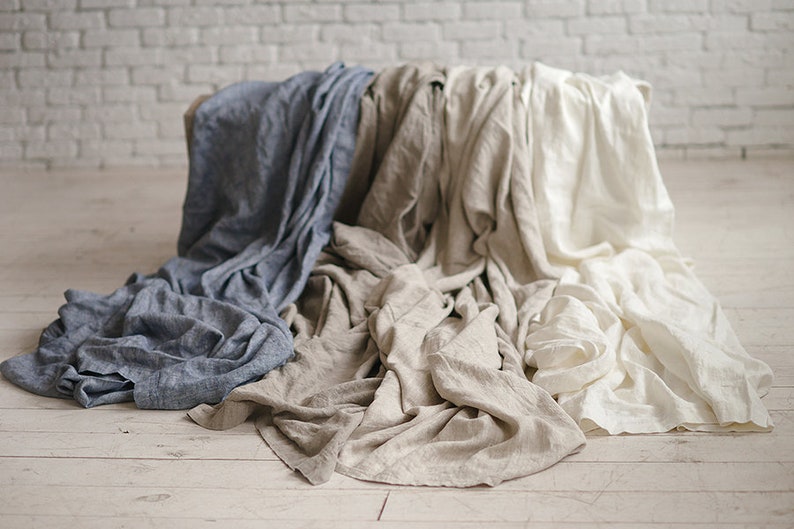 Grey Linen Throw Blanket Bed Cover Coverlet Rustic Rough Etsy