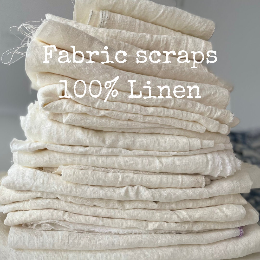 Natural Linen Remnants 1 Lb, off White Linen Fabric, Linen Fabric Scraps, European Flax, 100