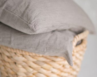Linen Euro Pillowcase, Sham Grey Gray Flax Handmade Eco