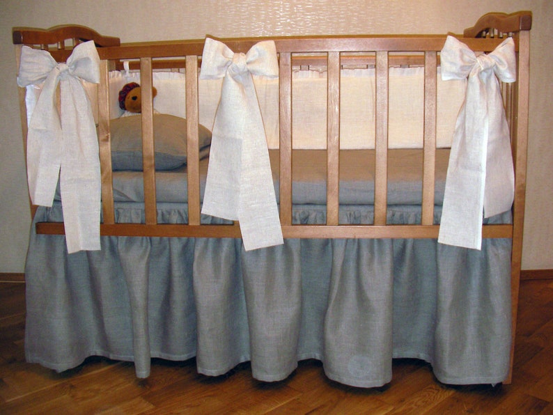 linen crib bumper