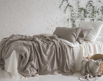 Linen Duvet Cover Grey: King, Queen, Full, Twin Stonewashed Eco friendly - Custom size